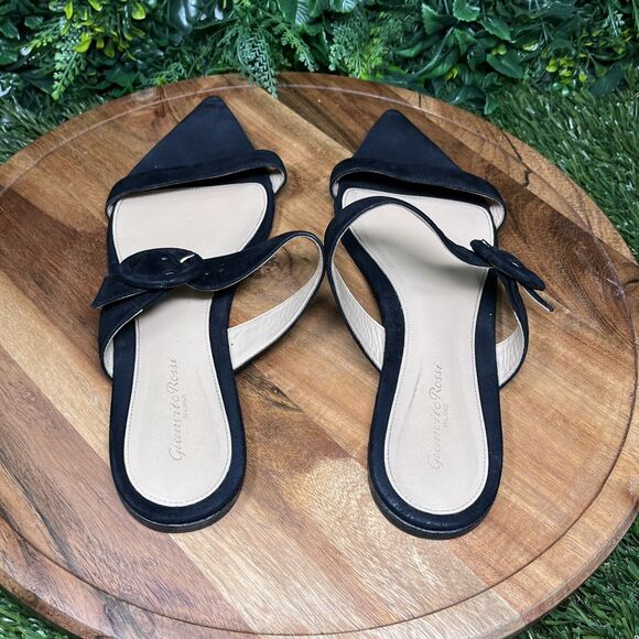 GIANVITO ROSSI Flats Women 41EU/10US Black Made In‎ Italy Suede Sandals 2270 - Picture 8 of 11